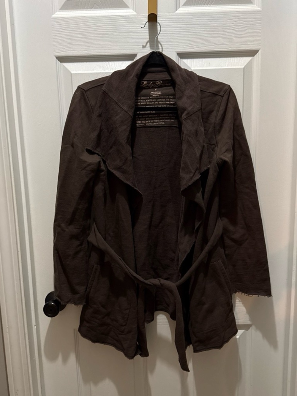 Lucky Brand Brown Draped Tie-Waist Trench Jacket